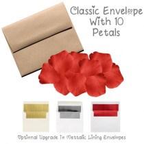 10 Silk Red Rose Petals With Envelope & Note